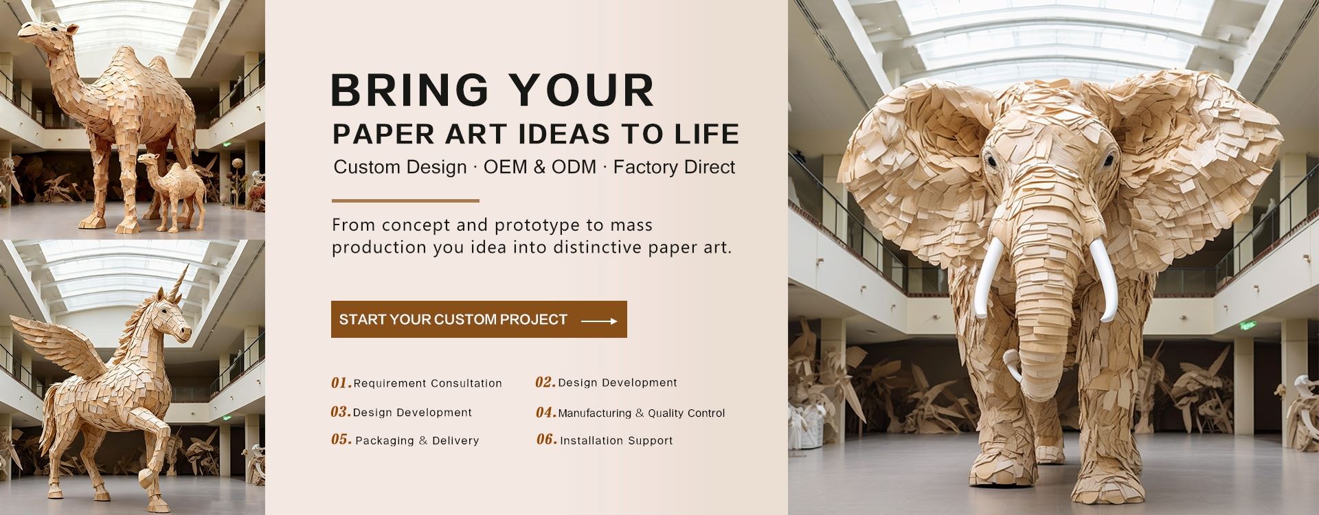 artificial giant standing paper flowers